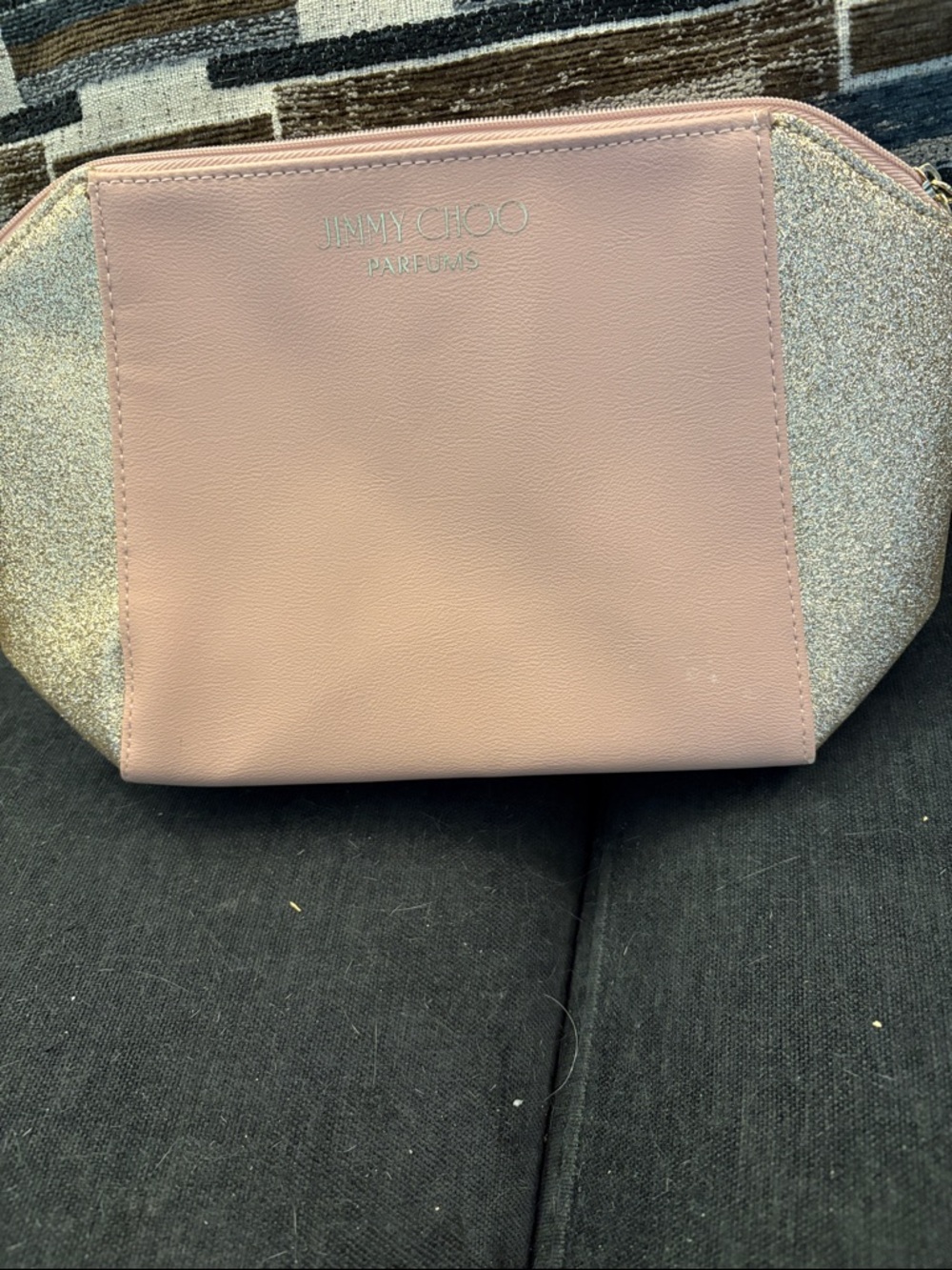 Jimmy Choo Pink & Silver Glitter Cosmetic Pouch